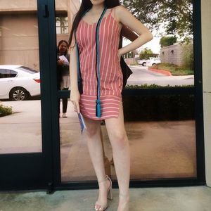 Pink Forever 21white stripes dress .